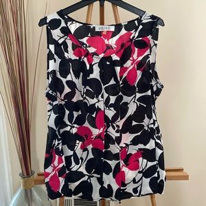 Kasper XL black/white/pink sleeveless top